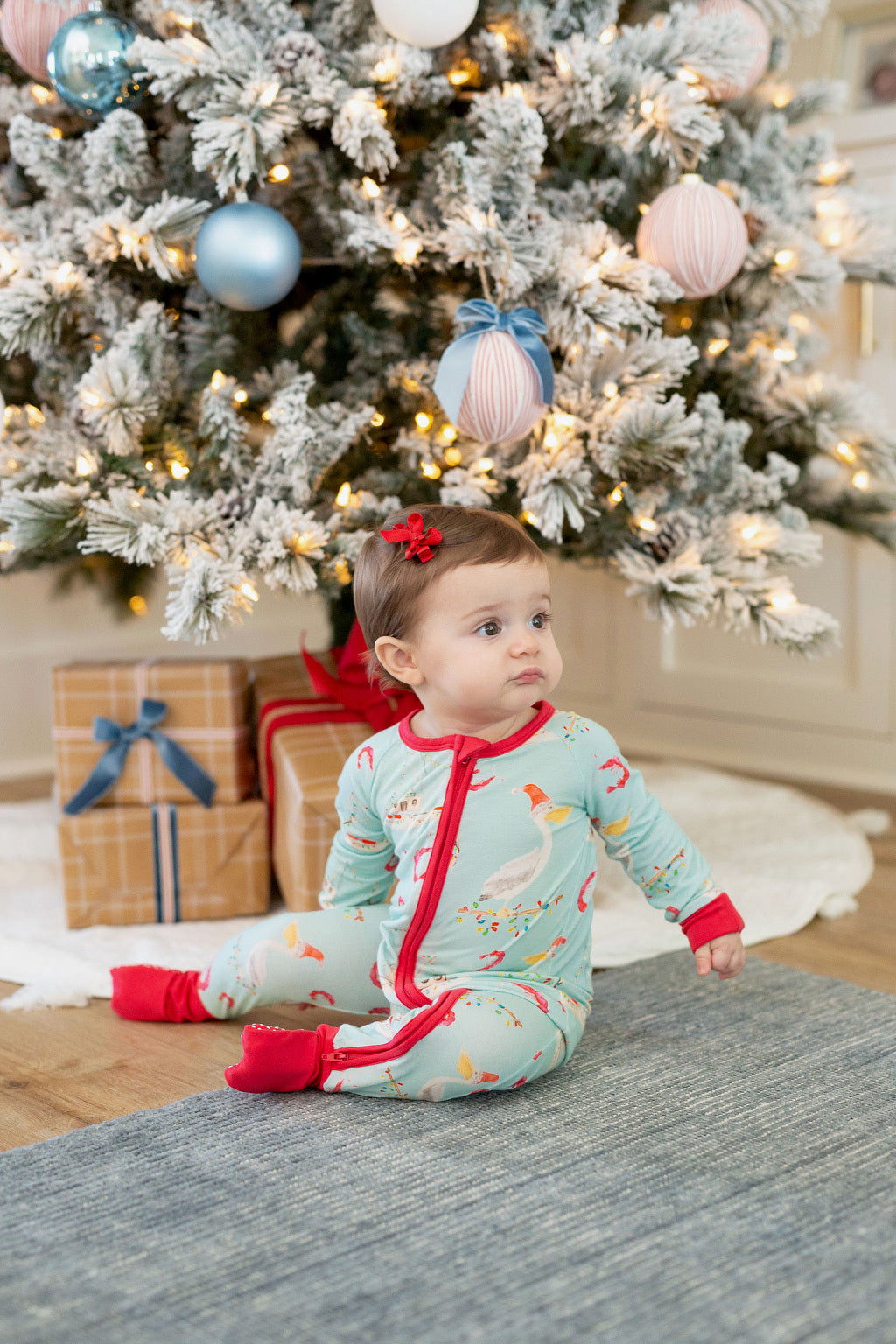 Shrimp Boat Christmas Zipper Onesie