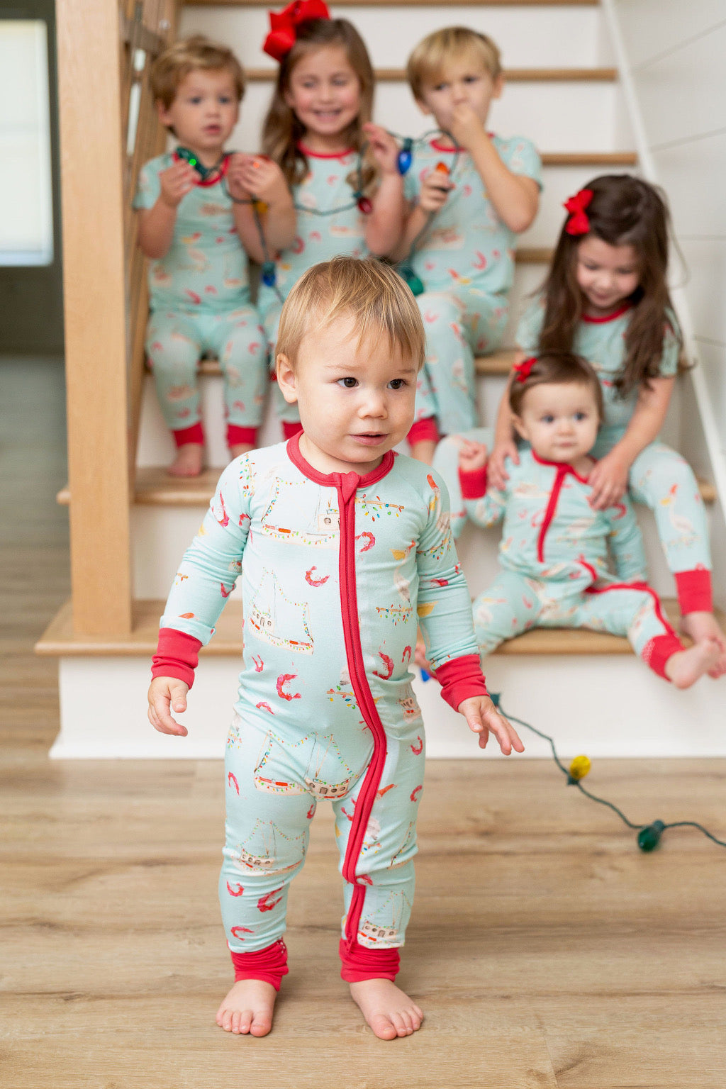 Shrimp Boat Christmas Zipper Onesie