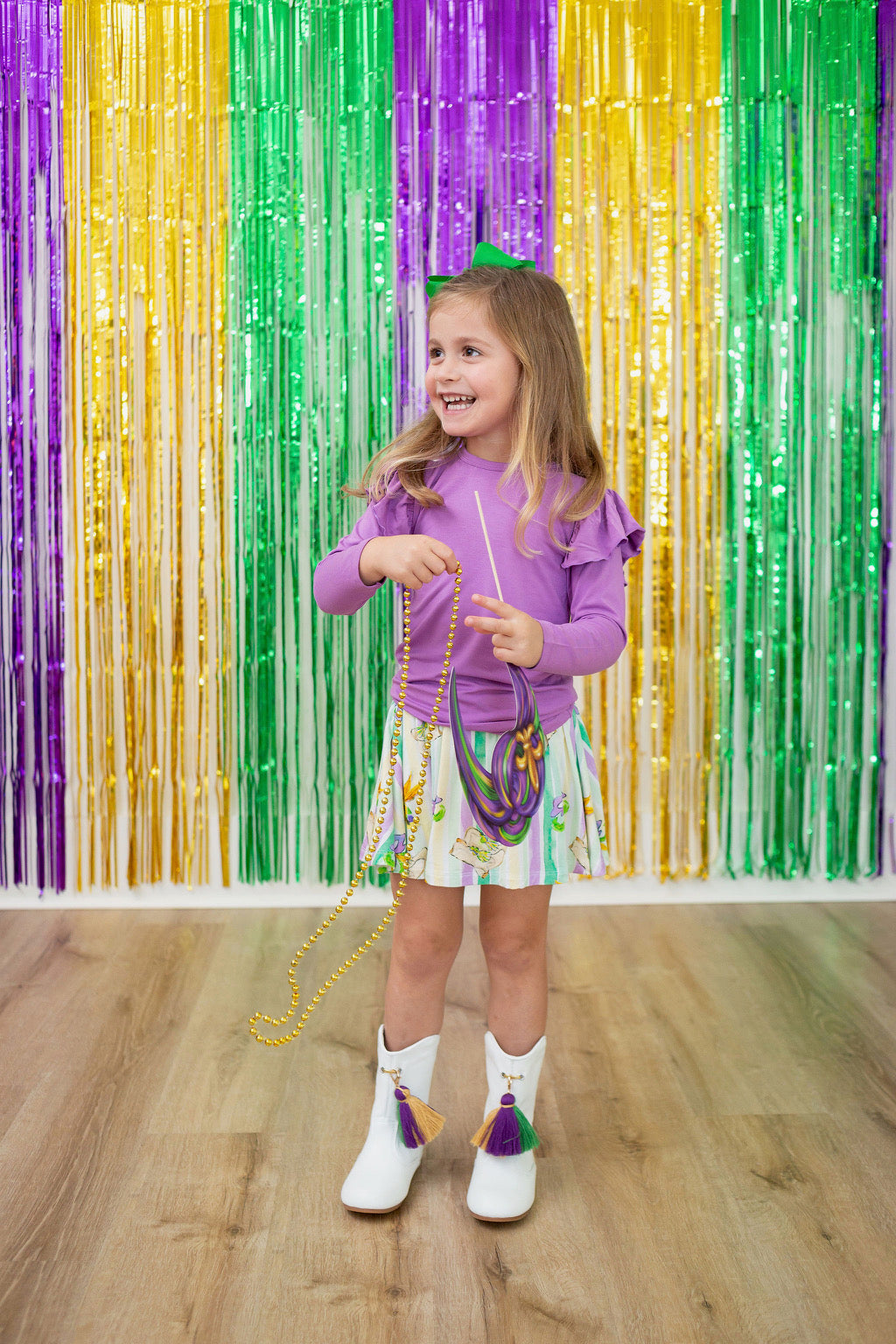 Purple Long Sleeve Ruffle Tee