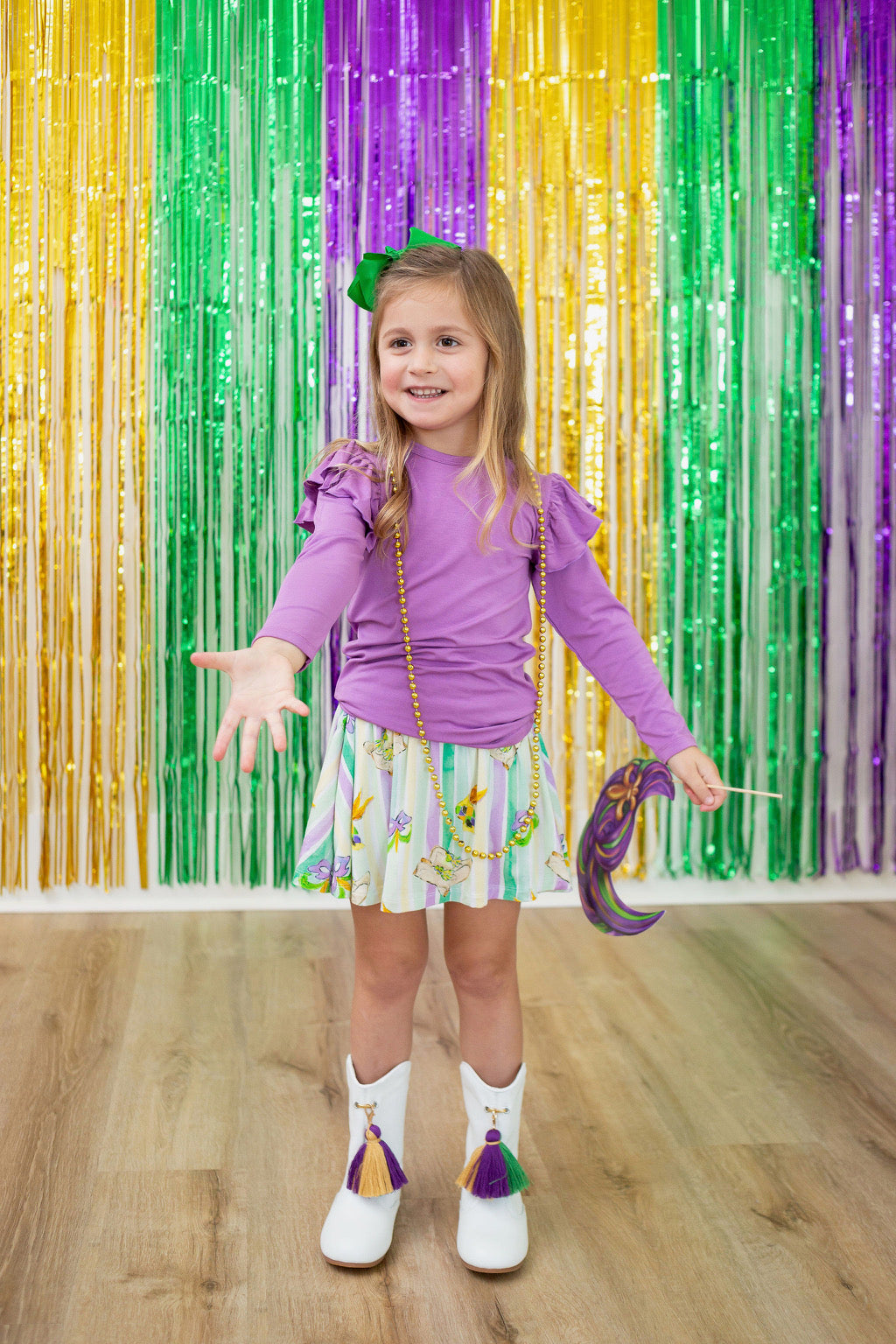 Purple Long Sleeve Ruffle Tee