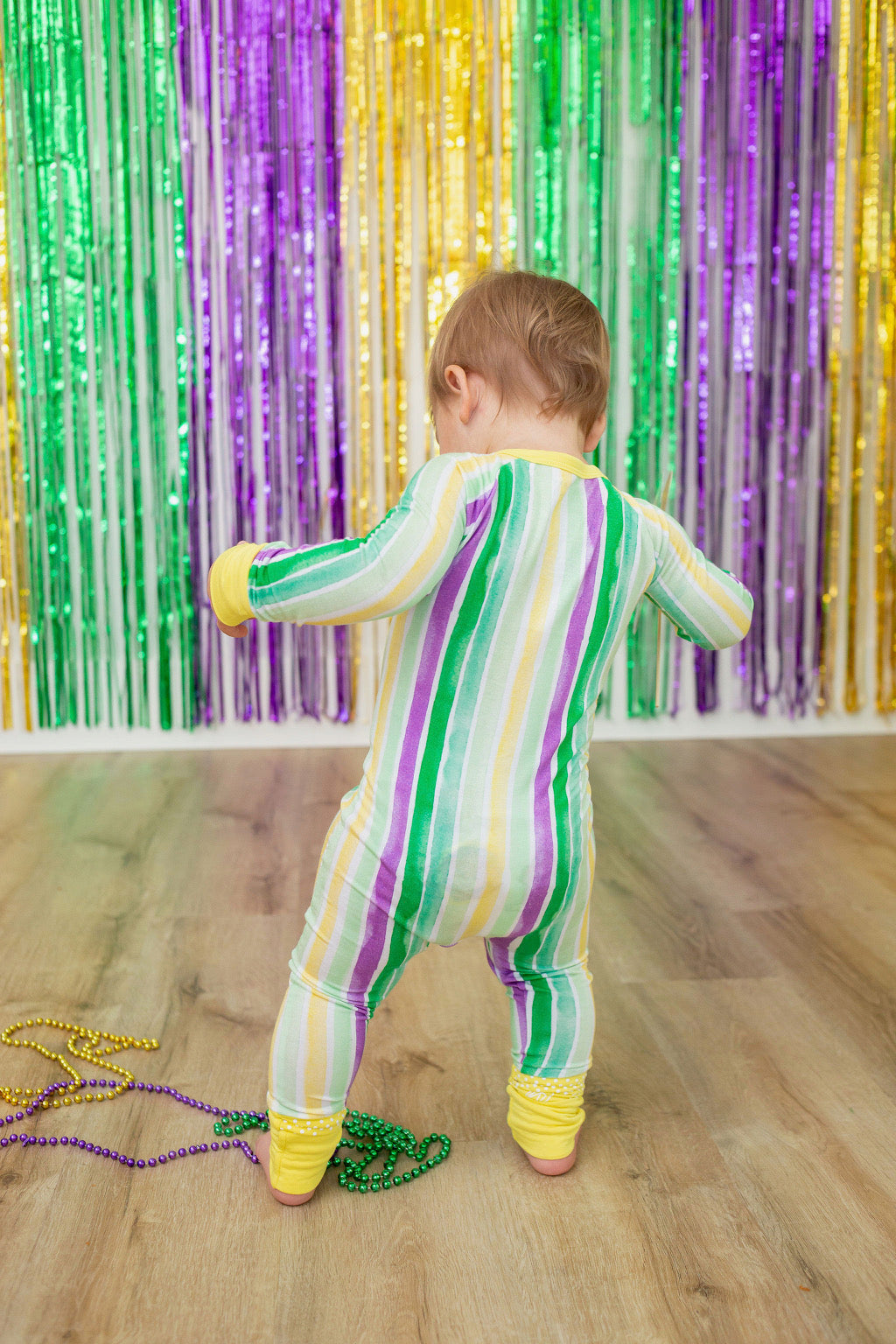 Mardi Gras Stripes Zipper Onesie