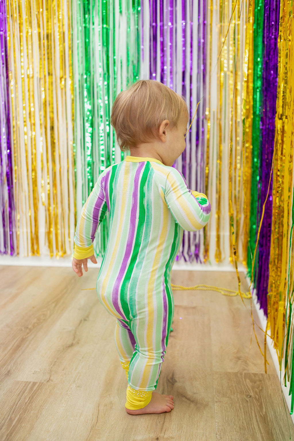 Mardi Gras Stripes Zipper Onesie