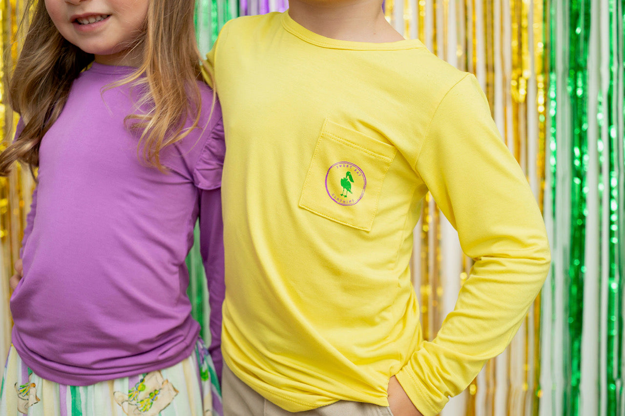 Mardi Gras Long Sleeve Pocket Logo Tee