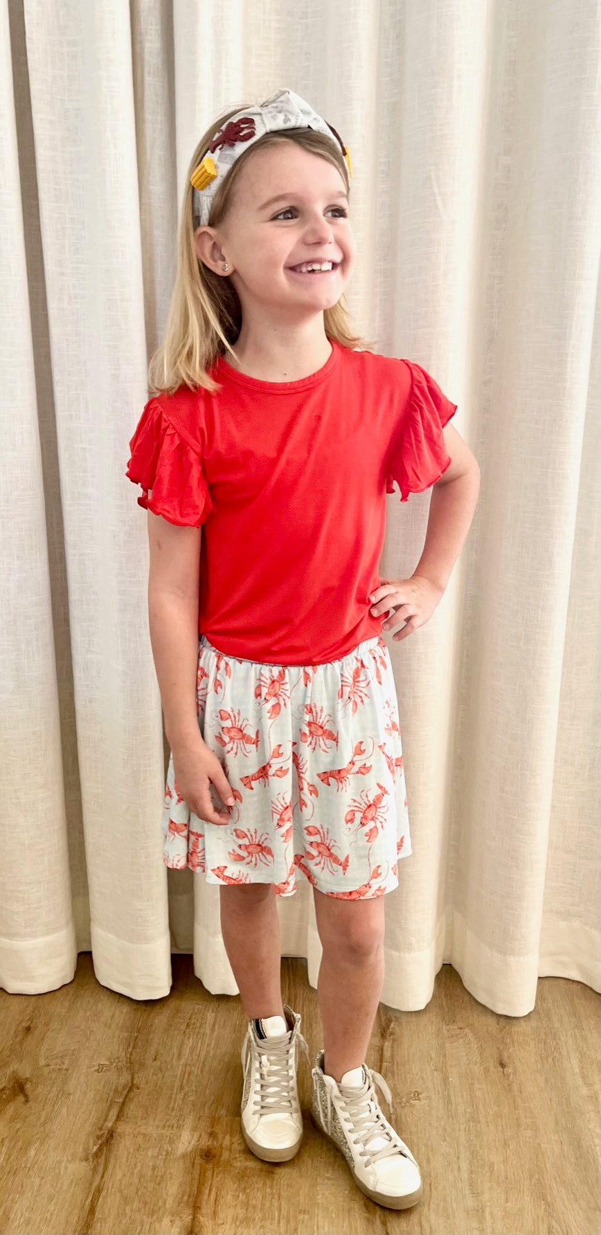 Red Ruffle Cap Sleeve T-shirt