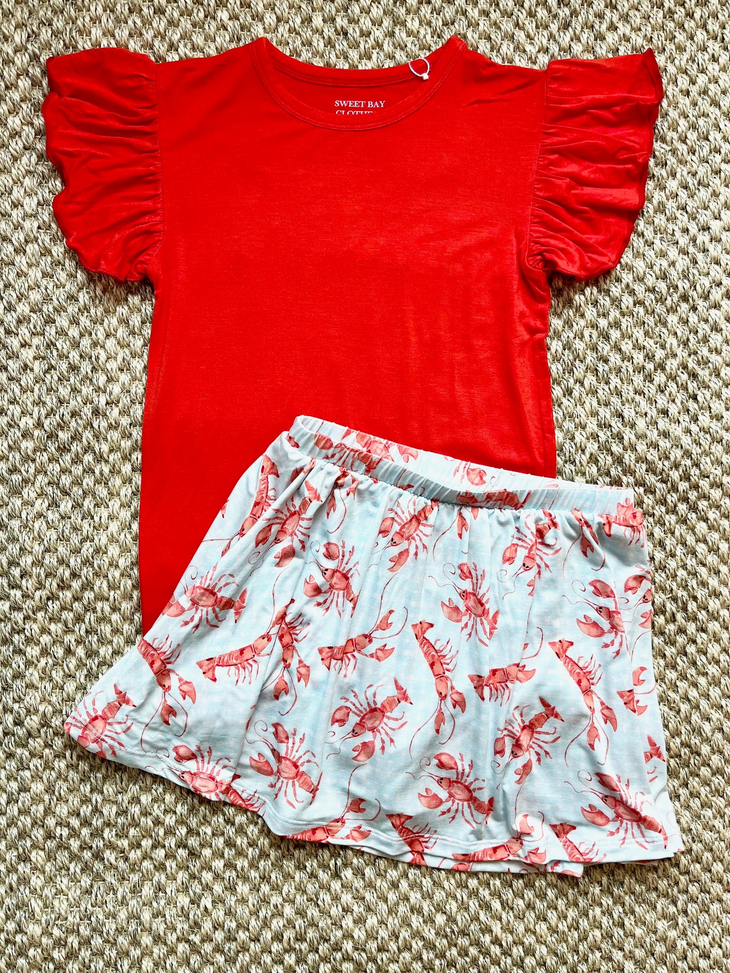 Red Ruffle Cap Sleeve T-shirt