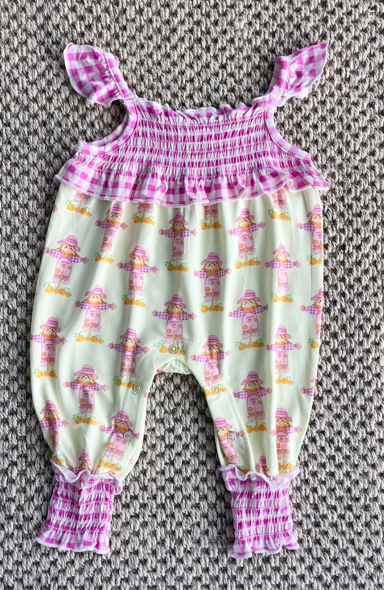 Scarecrow Smocked Flutter Romper