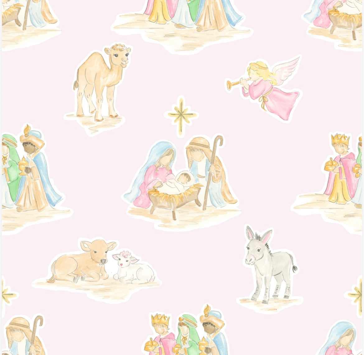 Pink Nativity Two Piece Pajama Set