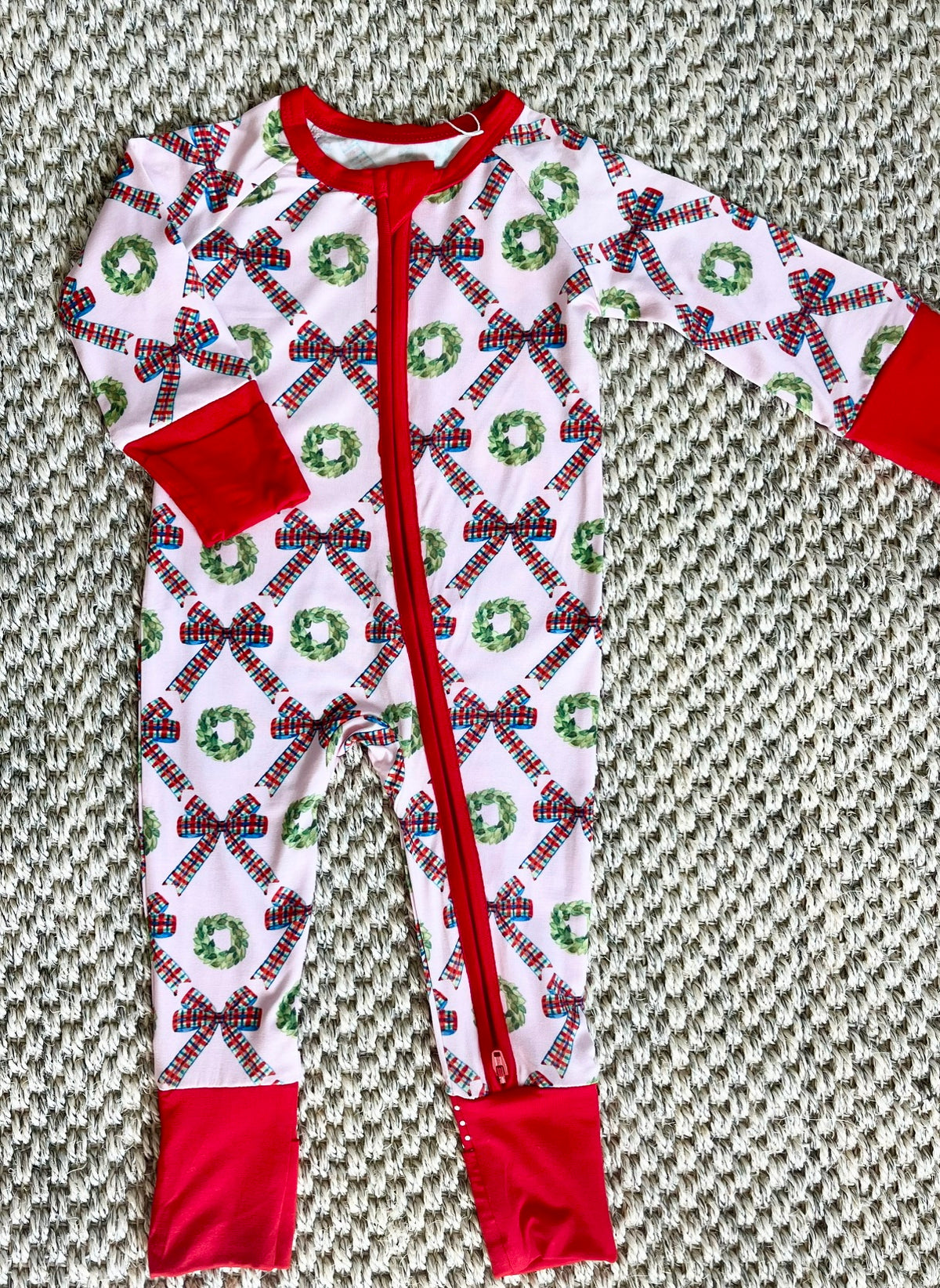 Christmas Bow Zipper Onesie