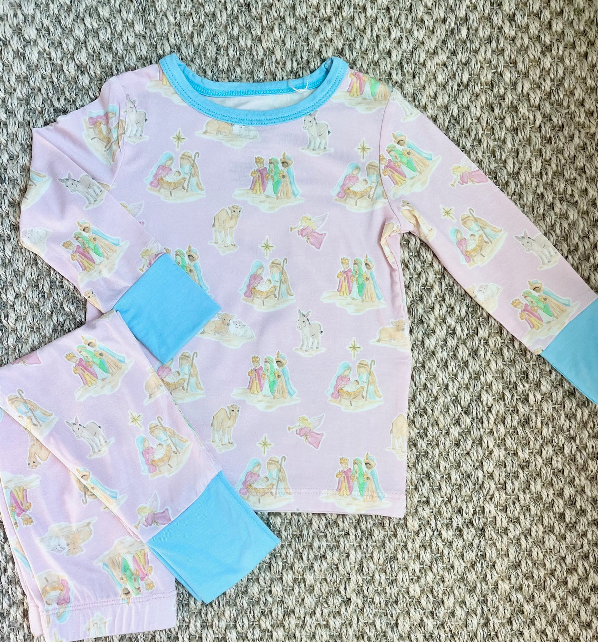 Pink Nativity Two Piece Pajama Set