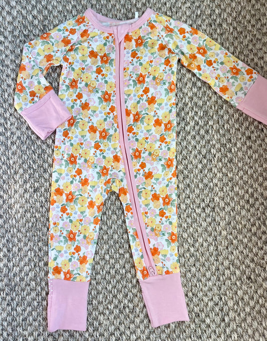 Fall Floral Zipper Onesie