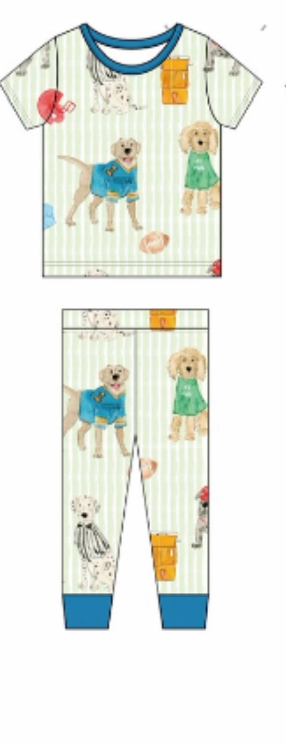 Puppy Football Two Piece Pajama Set